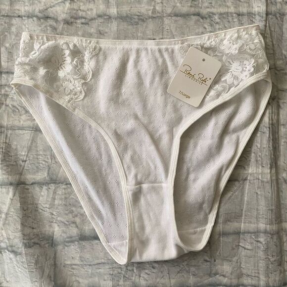 Rene Rofe Lingerie women 7/L 100% cotton 3 bundle lace trim bikini briefs - Picture 5 of 12